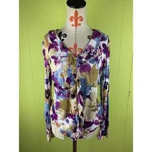 Doncaster Collection Women’s Shirt Blouse Pleats Ruffles Size 12 Boho Side Zip